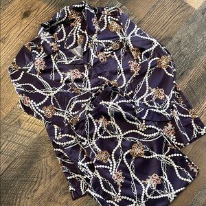 Soma Intimates Satin Pearl Chain Print pajamas L